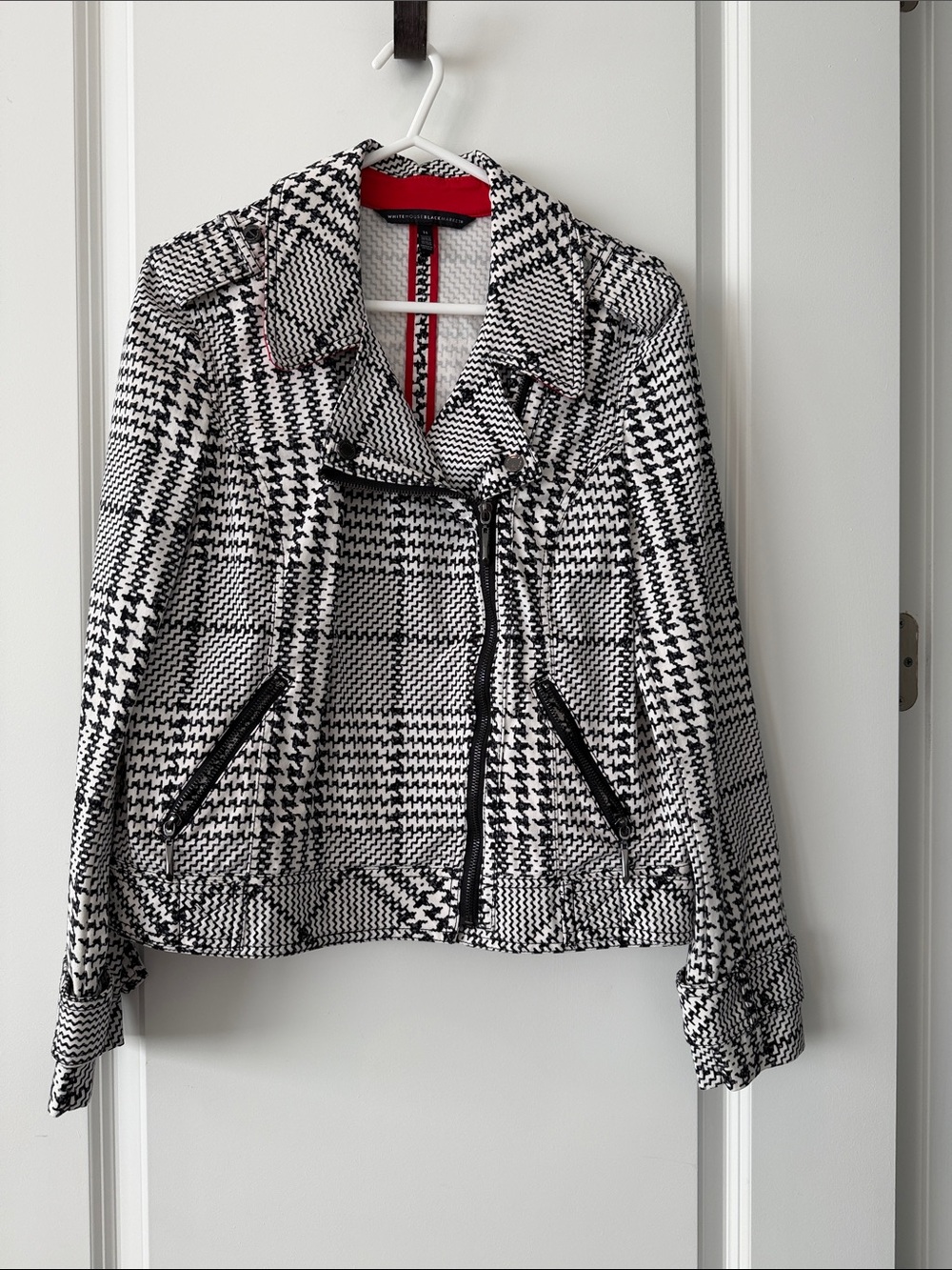 White House Black Market Black & White Moto Jacket